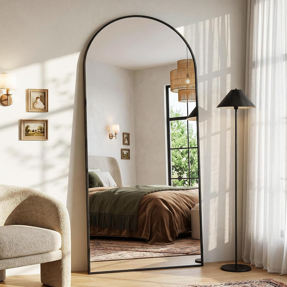 Suidia 71" x32” Arched Full Length Floor Mirror, Black Full Body Mirror