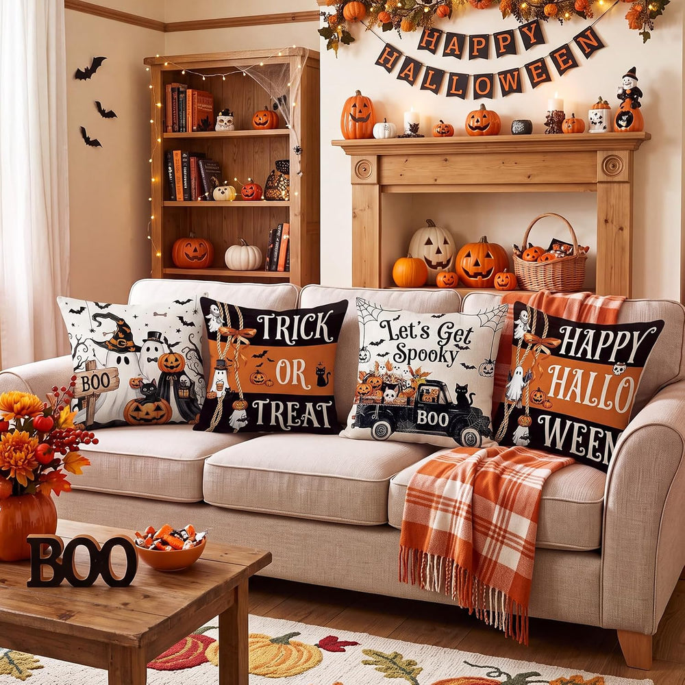 Peryiter 16 Pcs Seasonal Pillow Covers Holiday Pillow Covers 18 x 18 Inch for...