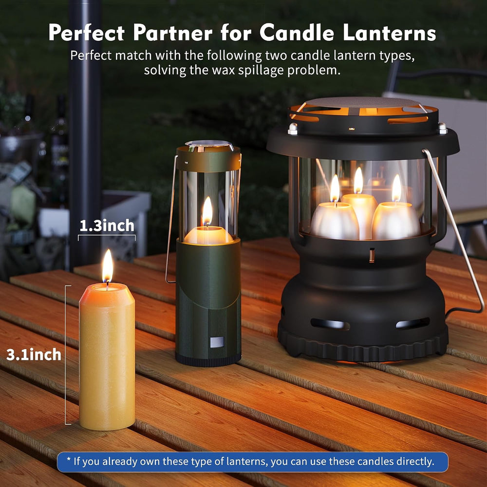 10Pack Natural Beeswax Candles, 15H+ Emergency Lantern Candles, 3.1 x 1.3