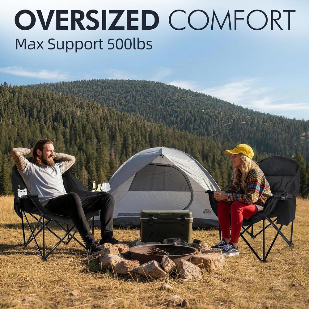 Oversized Camping Chair for Adults 2 Pack - Heavy Duty Outdoor Padded Chair