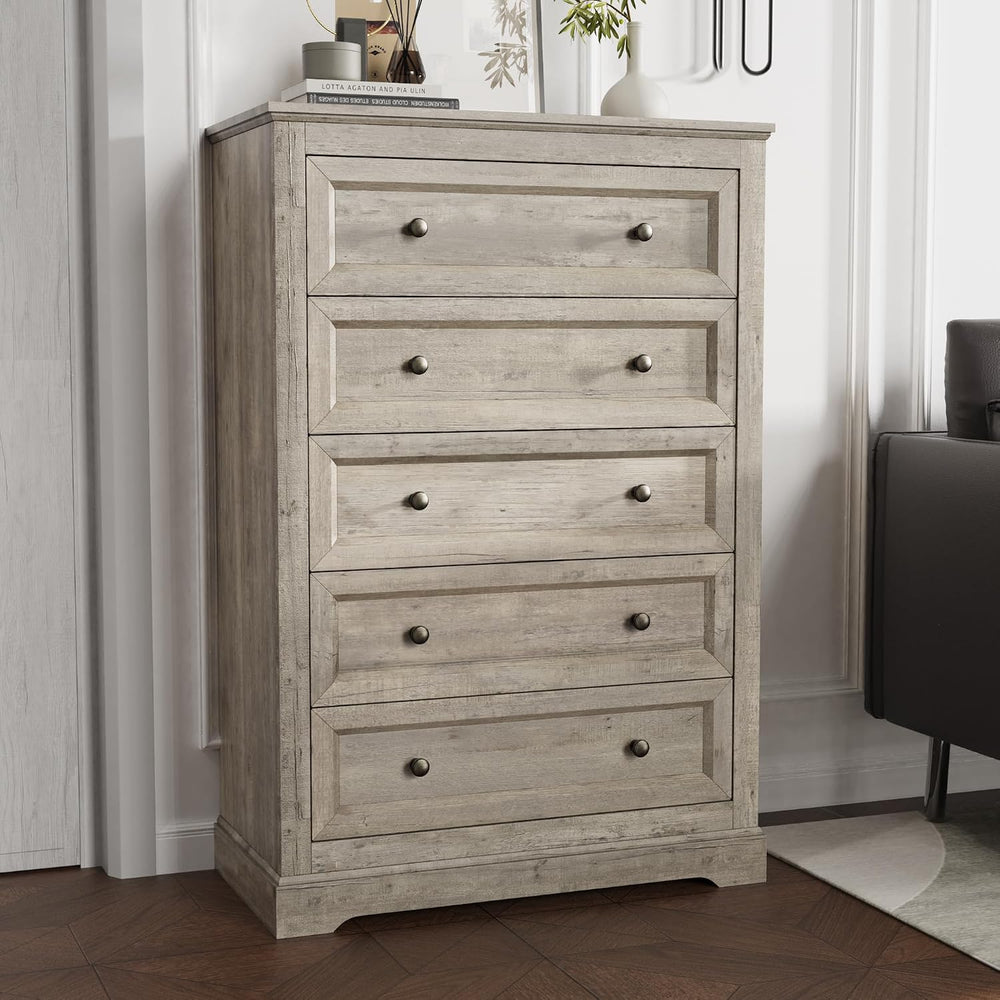KIGOTY Farmhouse Bedroom Set, 4 Pcs Dresser and Nightstand Sets, 9/5 Drawer D...