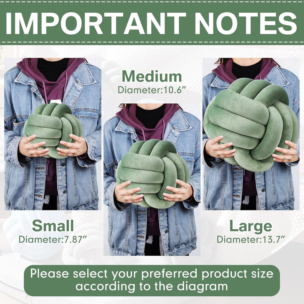 Namalu 10.6 Inches 2 Pcs Knot Pillow Decorative Throw Pillow, Dark Green