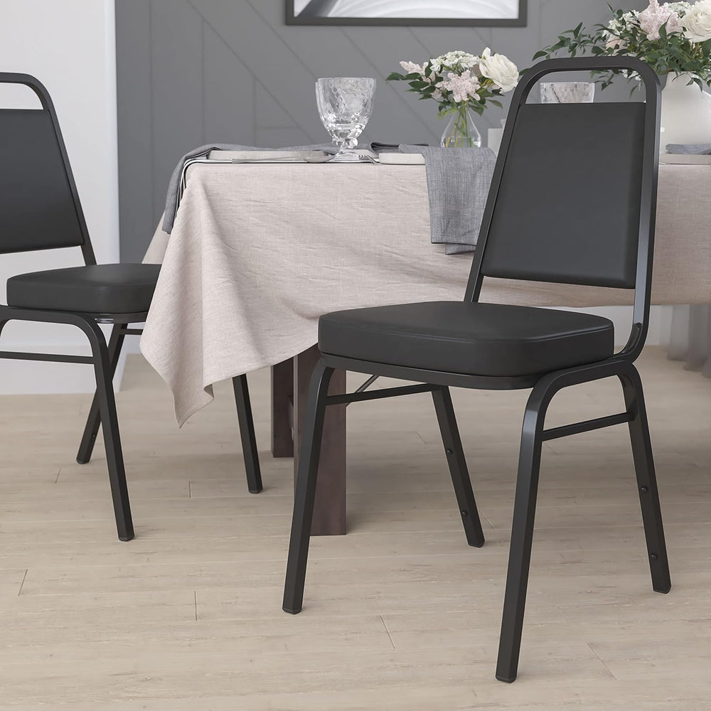 Flash Furniture Hercules Trapezoidal Back Stackable Banquet Chair, Black
