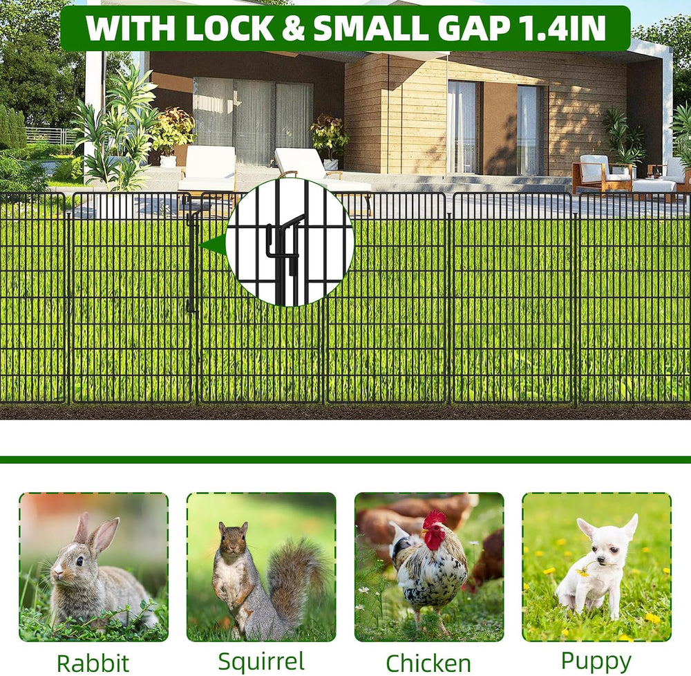 10 Panels Garden Fencing Animal Barrier with Lock, 48 in(H) X 24 Ft(L) Dog Fe...