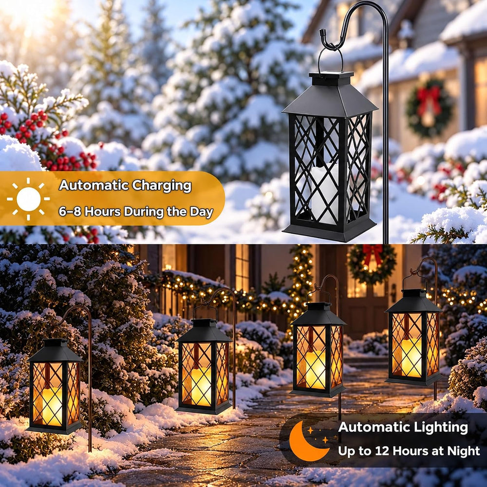 Yowin 2 Pack 9" Solar Lanterns Outdoor Waterproof with Flickering Candle