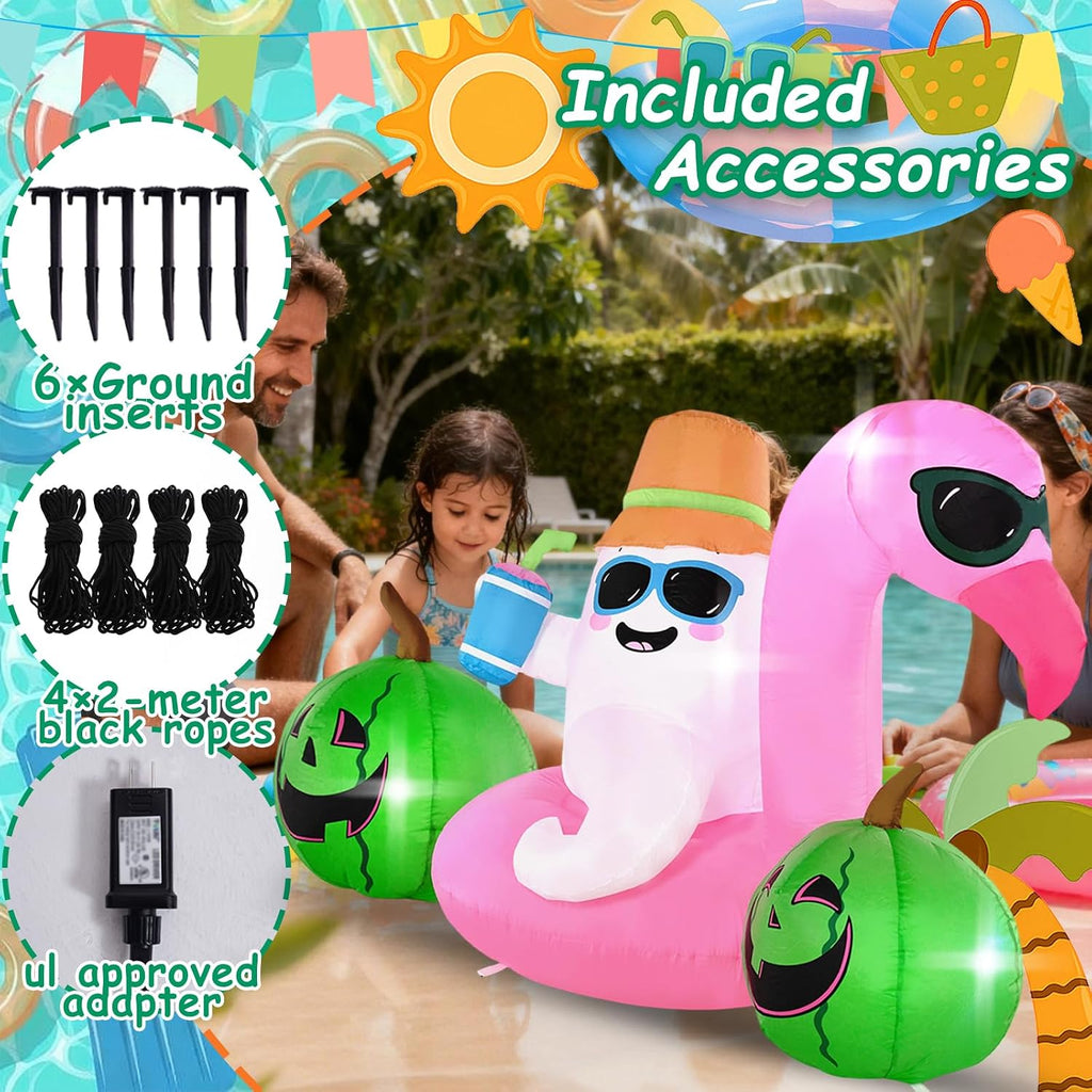 6FT Elf Firebird Swimming Ring is an Outdoor Inflatable Decoration with Built-in LED Lights, Suitable for Indoor and Outdoor use, Lawns, and Halloween Entertainment Areas.
