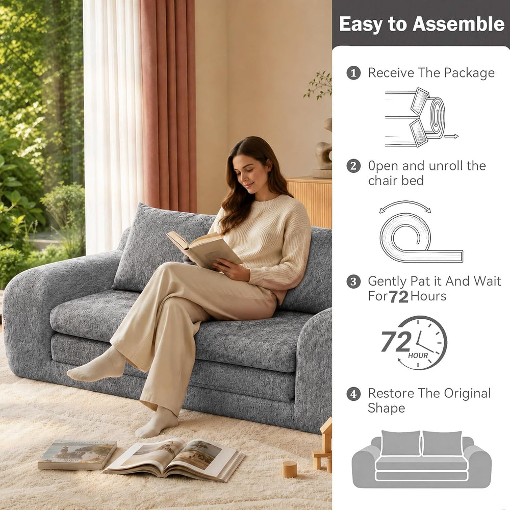 Fold Out Chair Bed, Folding Sofa Bed, 2 in 1 Convertible Sleeper Chair Bed fo...