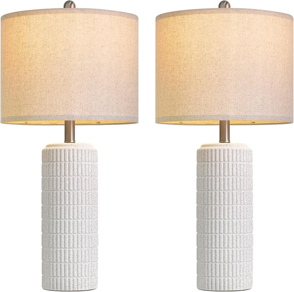 PoKat 27.5'' Tall Table Lamps for Living Room Set of 2, Stone-Like Ce...