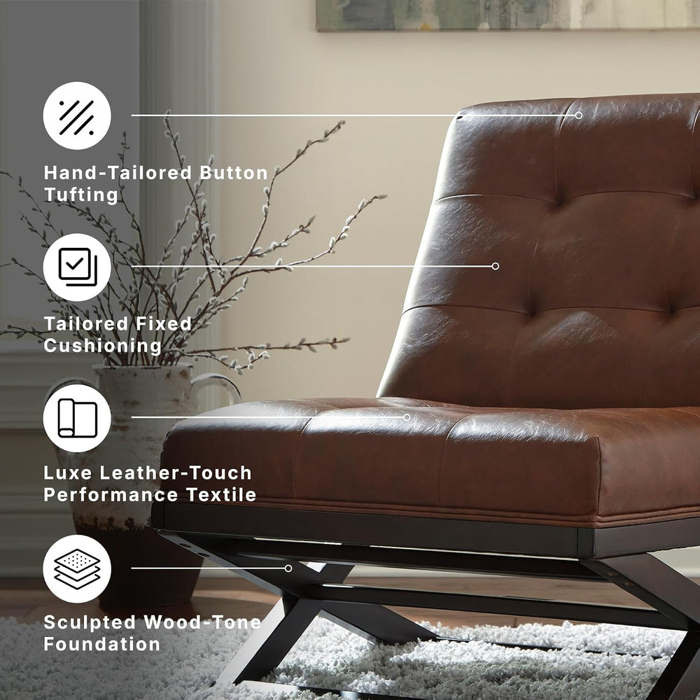 Signature Design by Ashley Scissor Base Slipper Accent Chair, Brown