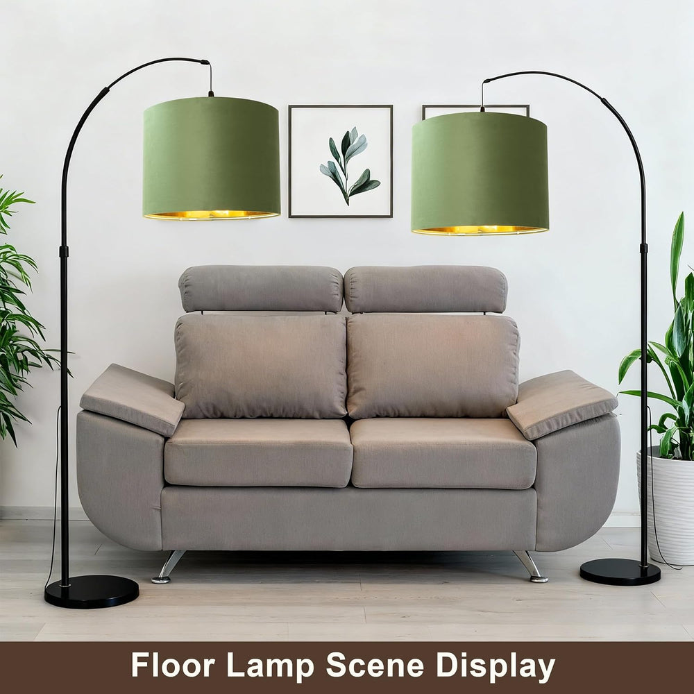 JIANGYUN Olive Green Velvet Lamp Shades Set of 2,Middle Drum Fabric Lamp Shad...