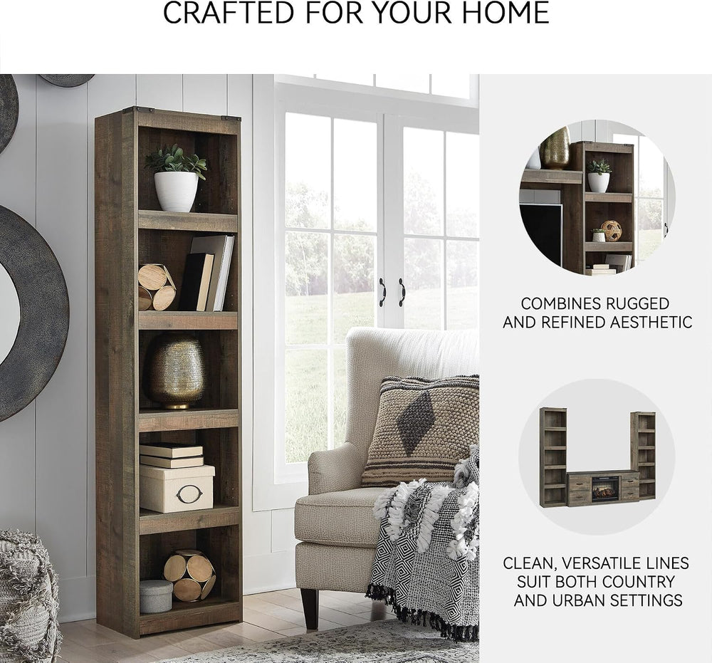 Signature Design by Ashley Trinell Media Pier, 72-Inch Rustic Bookcase