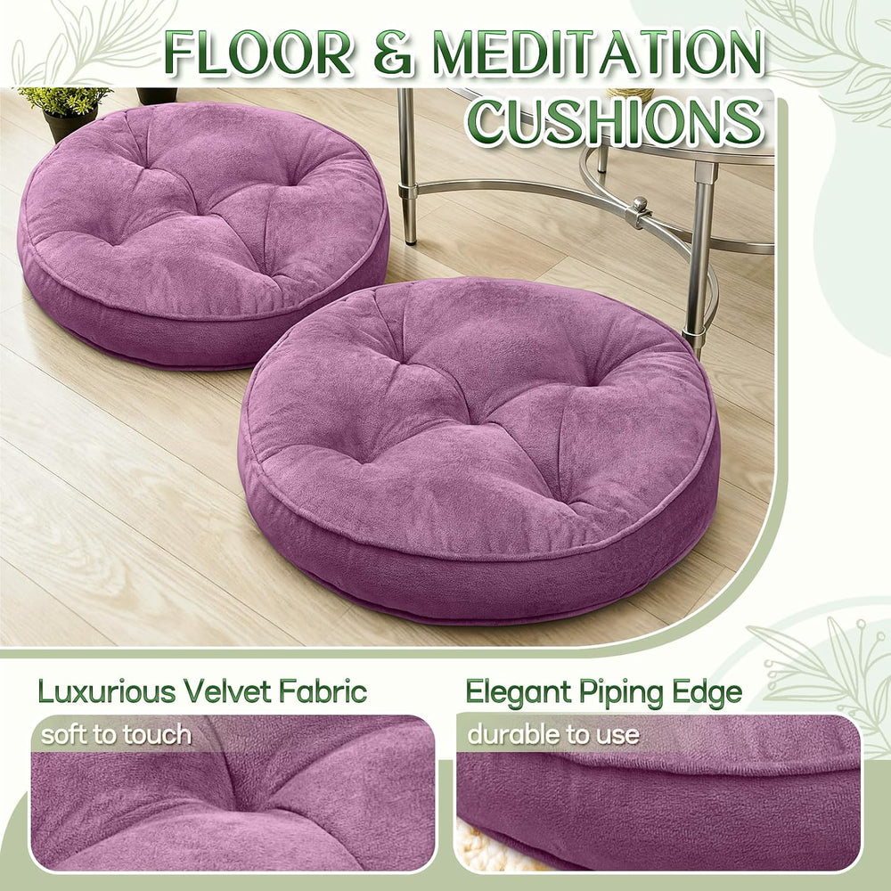 1 MIDDLE ONE Floor Pillow Set of 2, Memory Foam Meditation Cushion, Floor Cus...