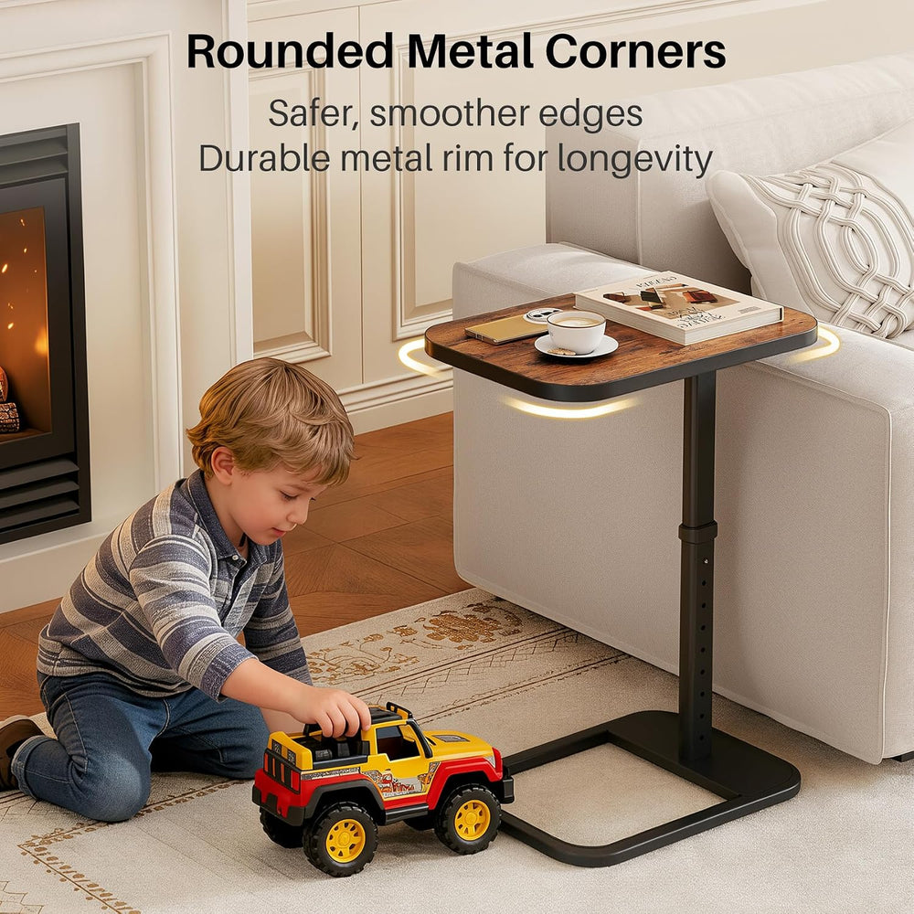 Adjustable Height TV Tray Table for Couch, Flip-Top Design
