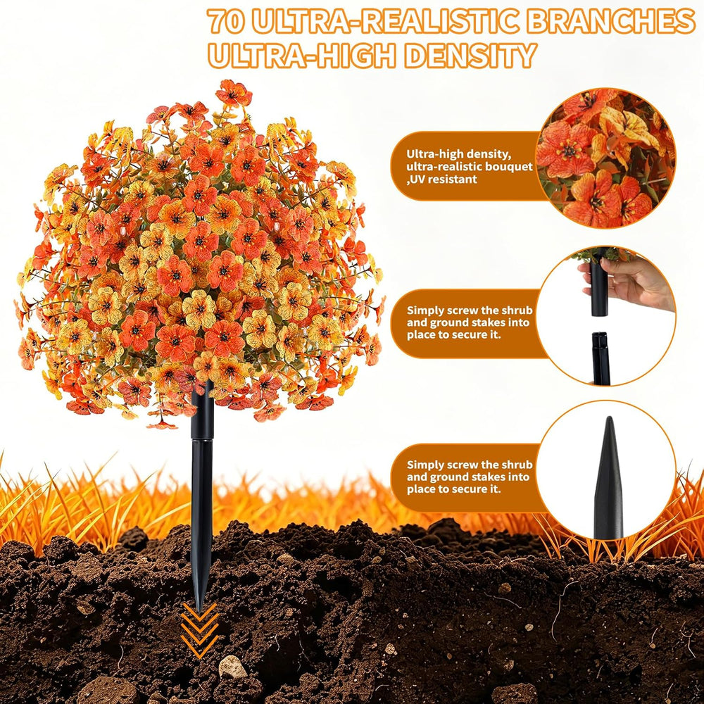 Agusbagli 2 PCS Fall Artificial Flower Ball Topiary 24" with Ground Spikes