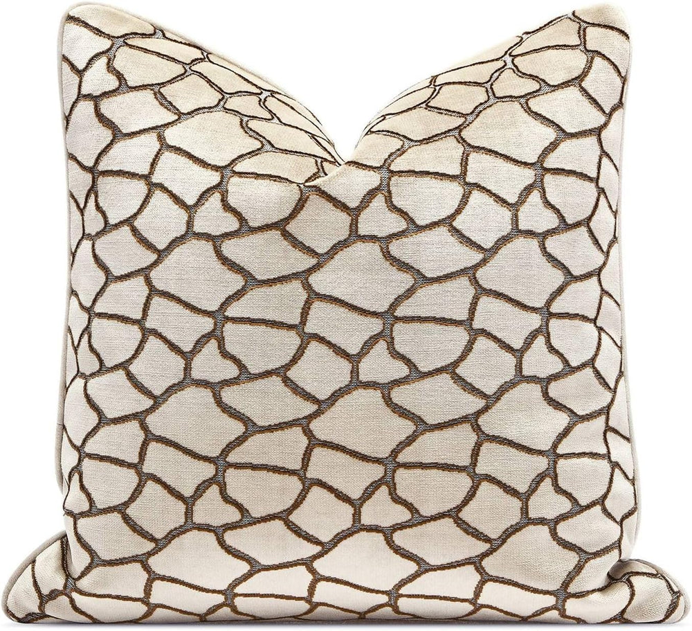 20x20 Cream Cut Velvet Pillow Covers with Raised Texture