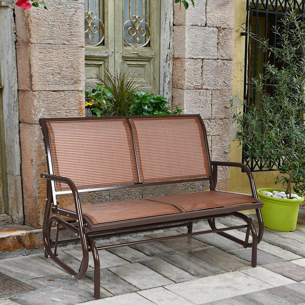 GIANTEX 48 Inch Swing Glider Chair, 2 People Swing Lounge Glider Chair