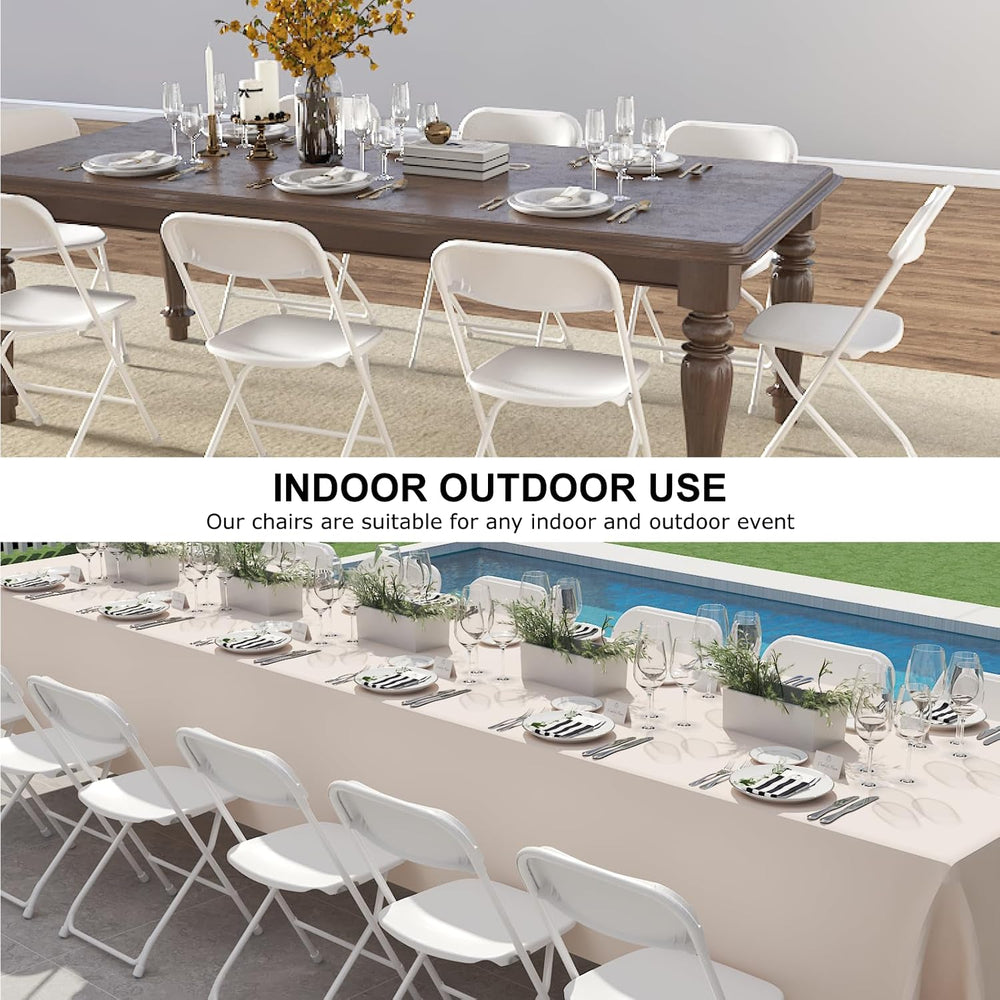 10 Pack White Folding Chairs for Office Wedding School, 350LBS