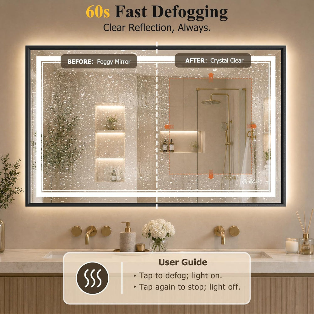 30"x48" LED Bathroom Mirror with Lights, Backlit + Front Lit, Anti-Fog
