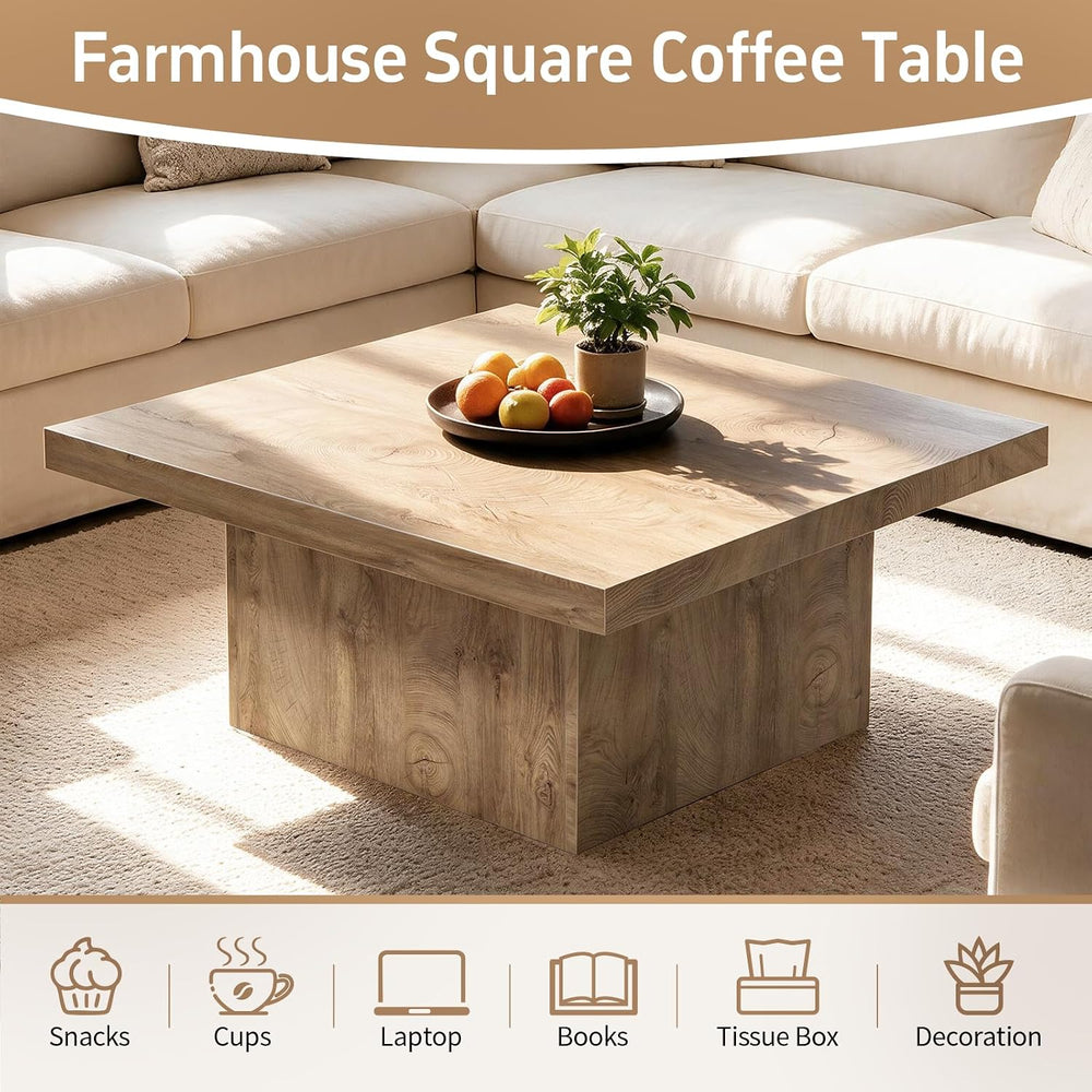 Square Coffee Table,Wooden Living Room Table,Center Table with a Large Tablet...