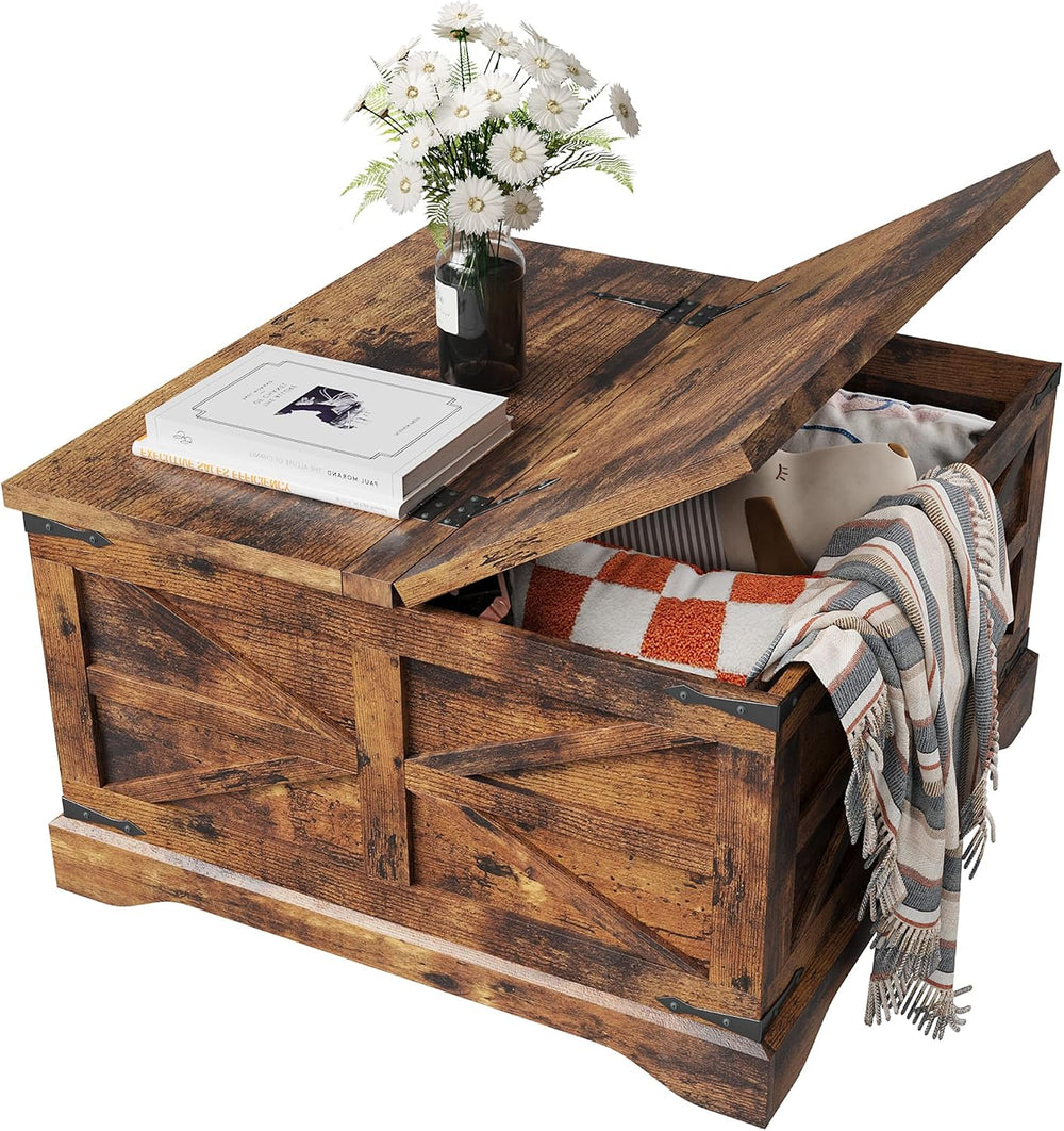 MXV Farmhouse Coffee Table with Storage, Square Coffee Tables for Living Room...