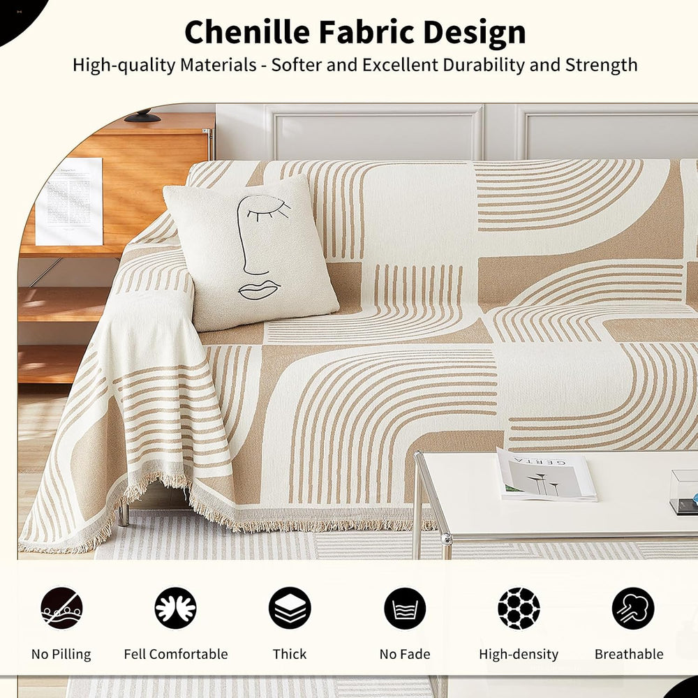 WEYOND Boho Couch Cover, Chenille Sofa Covers Washable, 71" x 91", ...