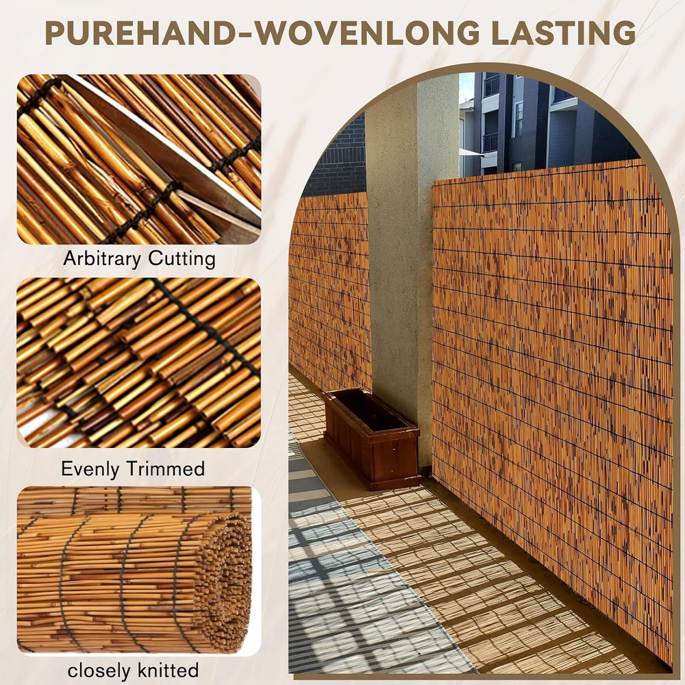 KOIUEYW Bamboo Reed Fencing, Light Russet Bamboo Fence Rolls 4 Feet High, Dec...
