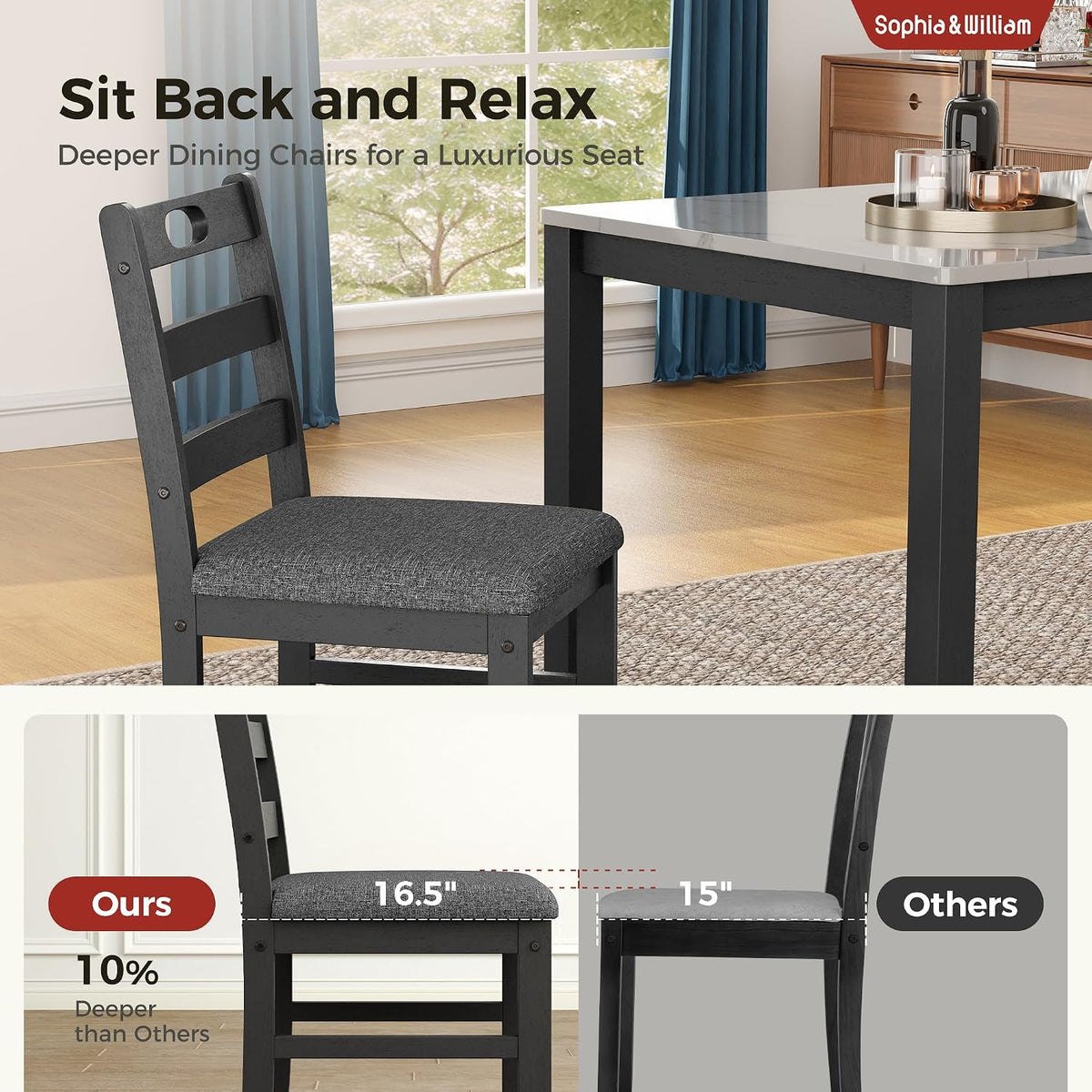 Sophia & William Marble Design Kitchen Table and Chairs, Dining Table Set