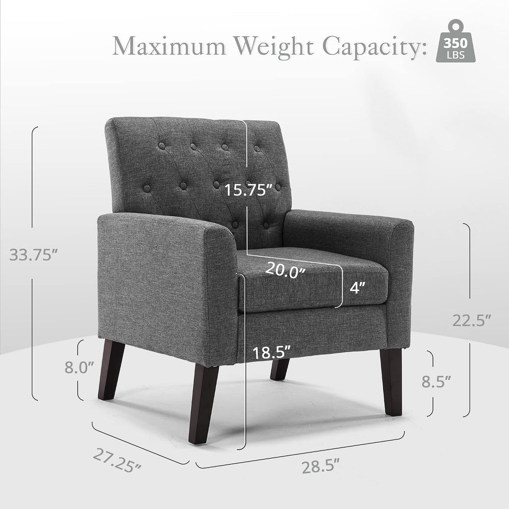 LUE BONA Upholstered Linen Accent Chair 18.5" H, Comfy Living Room Chair...