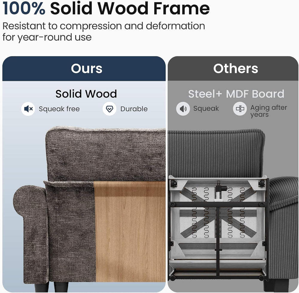 PHI VILLA Modular Sectional Sofa Set Living Room 3-Piece Extra Deep Seats