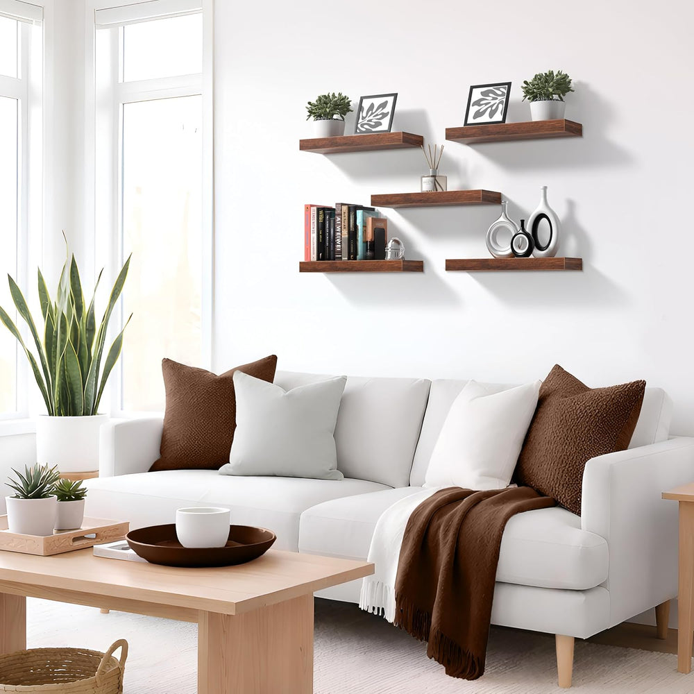 Sorbus 16 Inch Floating Shelves for Wall (4 Pack, Walnut)