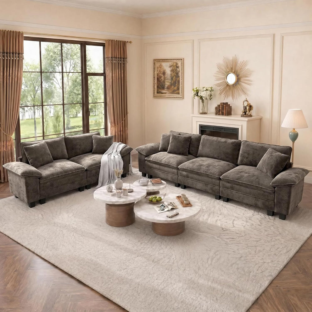 PHI VILLA 2-Piece Modular Loveseat Couch & 3-Seat Sectional Sofa Set
