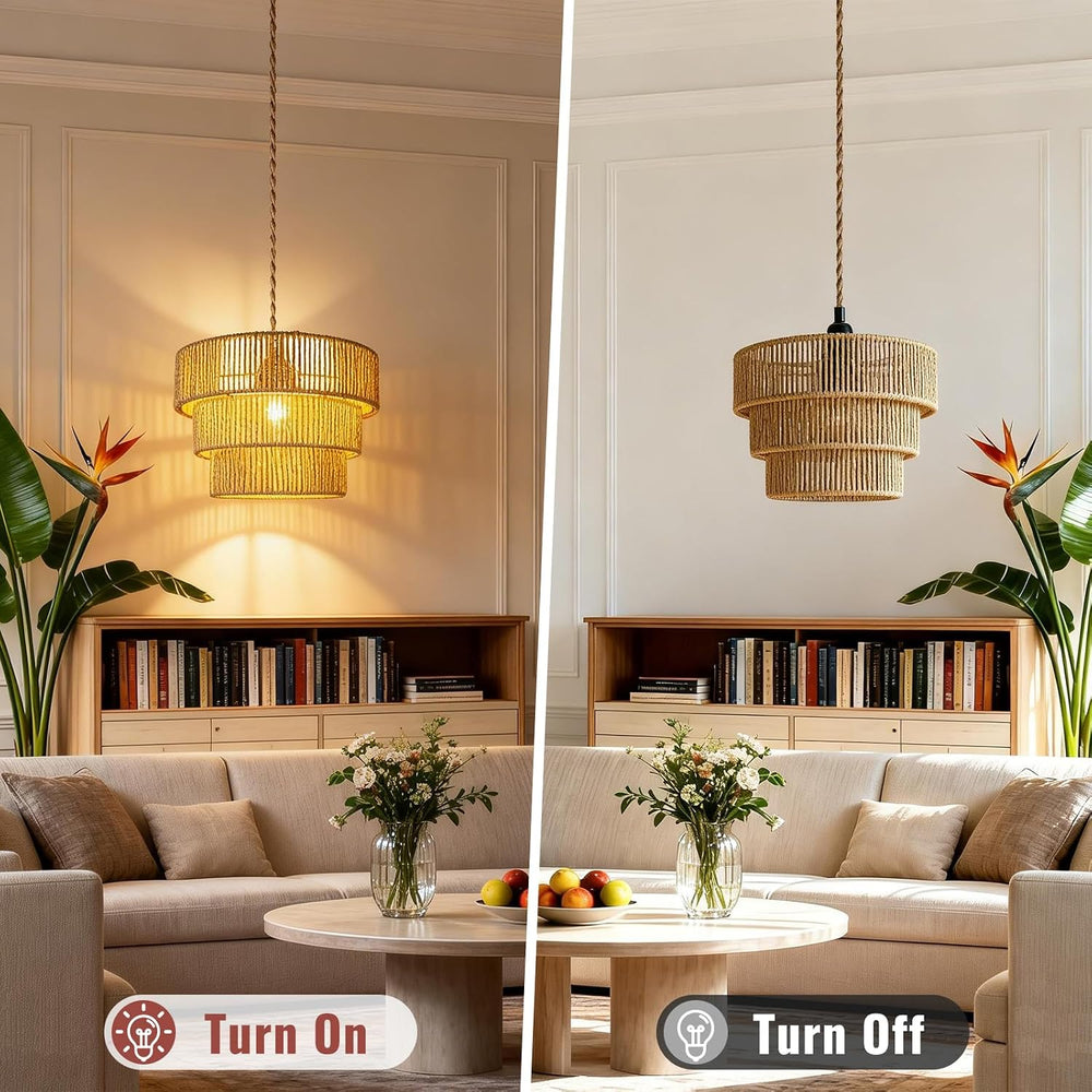 Hanging Light Rattan Lamp Shades Boho Lamp Shade Pendant Light