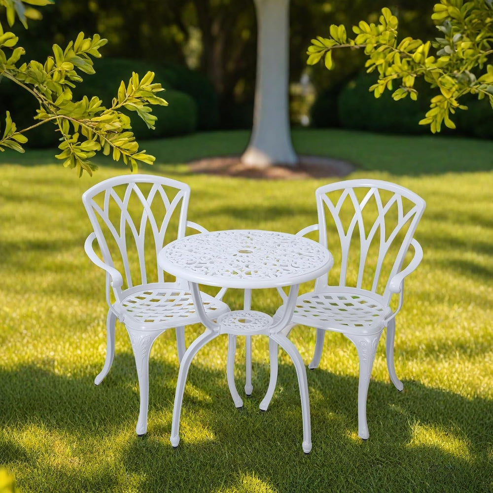 3-Piece Cast Aluminum Patio Bistro Set, Outdoor Rust-Resistant Furniture with...