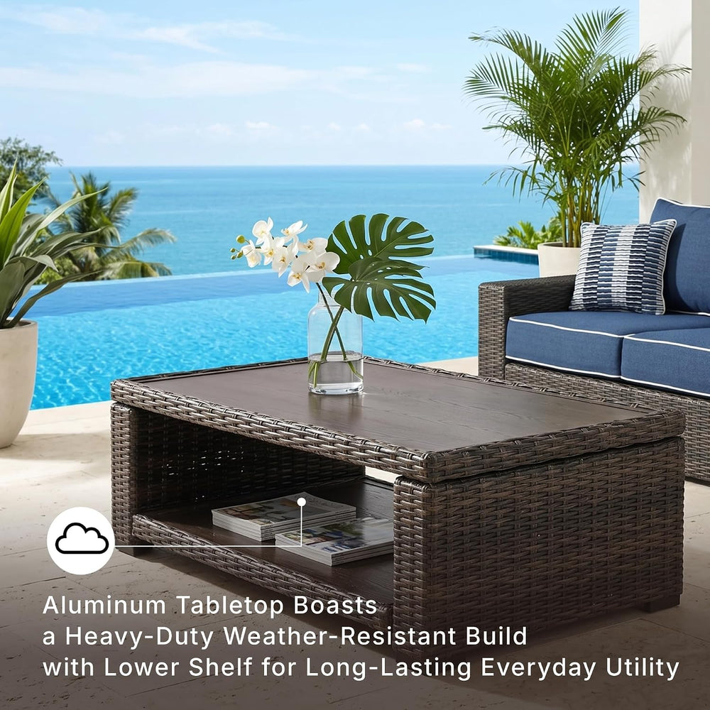 Signature Design by Ashley Grasson Lane Outdoor Wicker Cocktail Table with Al...