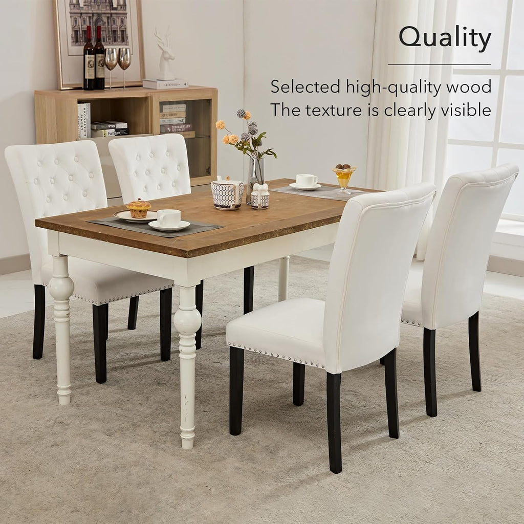 adochr Velvet Dining Chairs Set of 2, Parsons Kitchen Chair, Beige