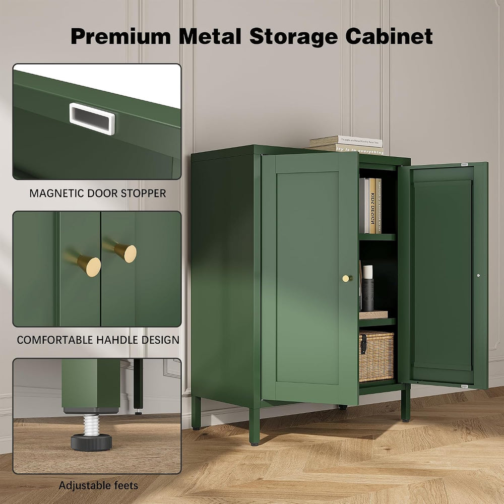Bevivog Small Bathroom Storage Cabinet, Green Metal Locker