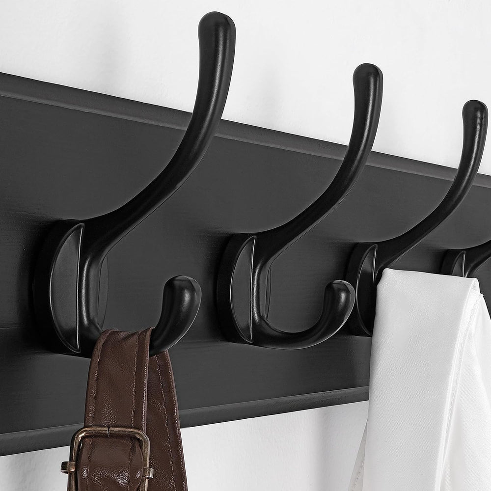 SKOLOO Rustic Wall Mounted Coat Rack, 10 Hooks, 38", Solid Wood, Black