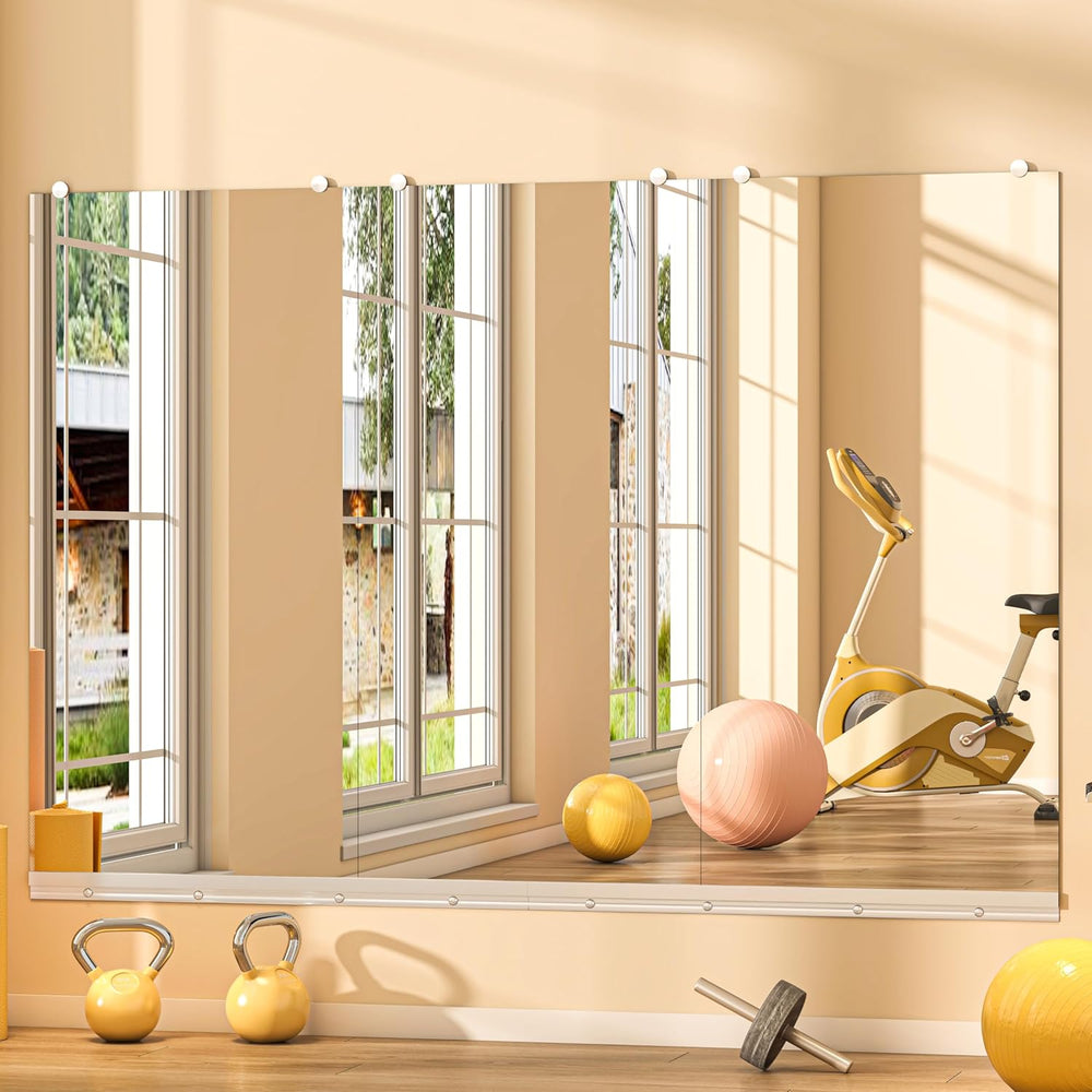 Hasipu Home Gym Mirror, 48"x24" Each, 3-Pack Frameless Wall Mounted...