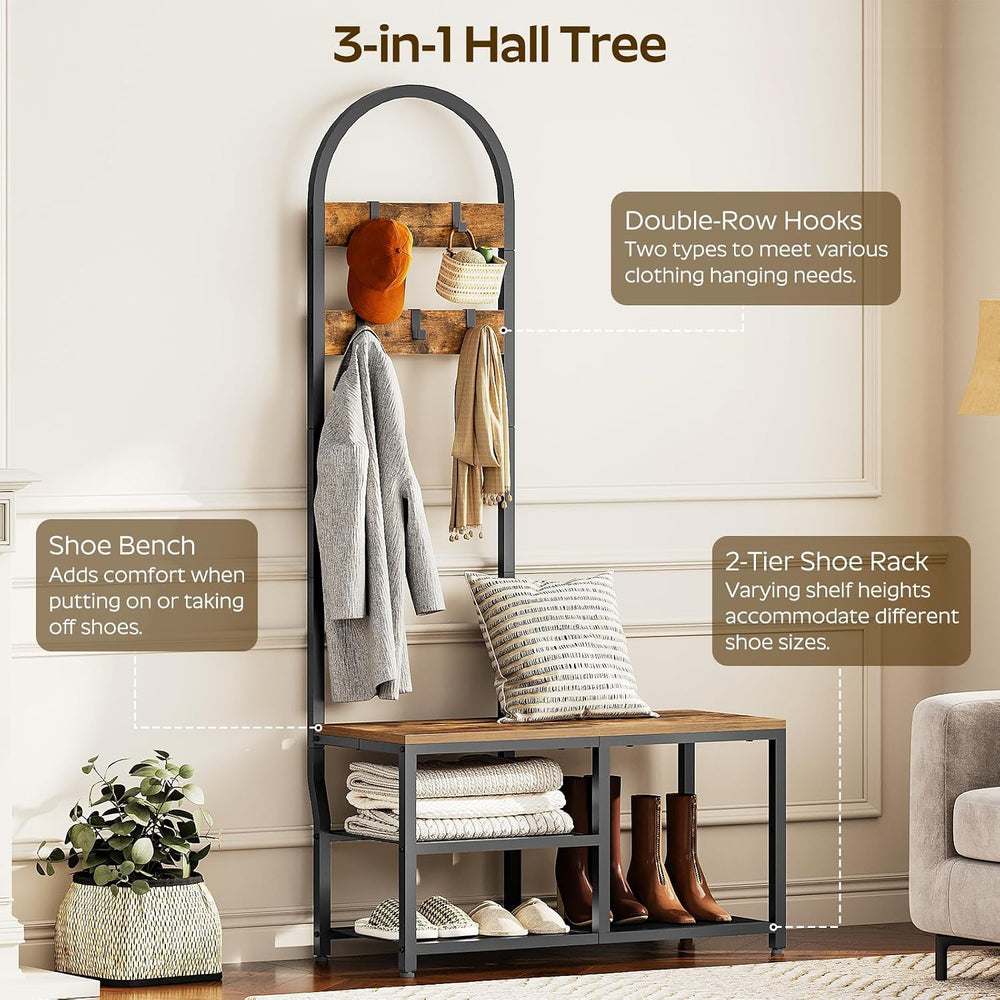 YATINEY Hall Tree, Coat Rack with Shoe Storage, Entryway Bench with Coat Rack...