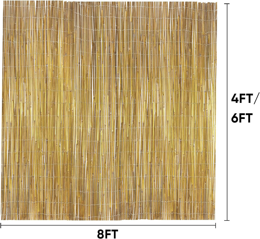 Jollybower 4ft x 8ft x 0.4" D Natural Bamboo Fence, Outdoor Rolled Bambo...