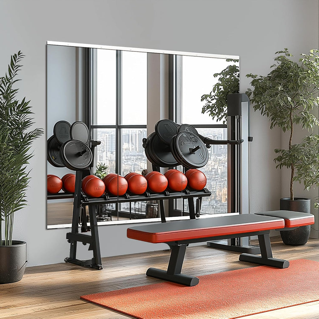 Home Gym Mirror for Wall, 48x24x3PCS Frameless Full Length Mirror, Silver