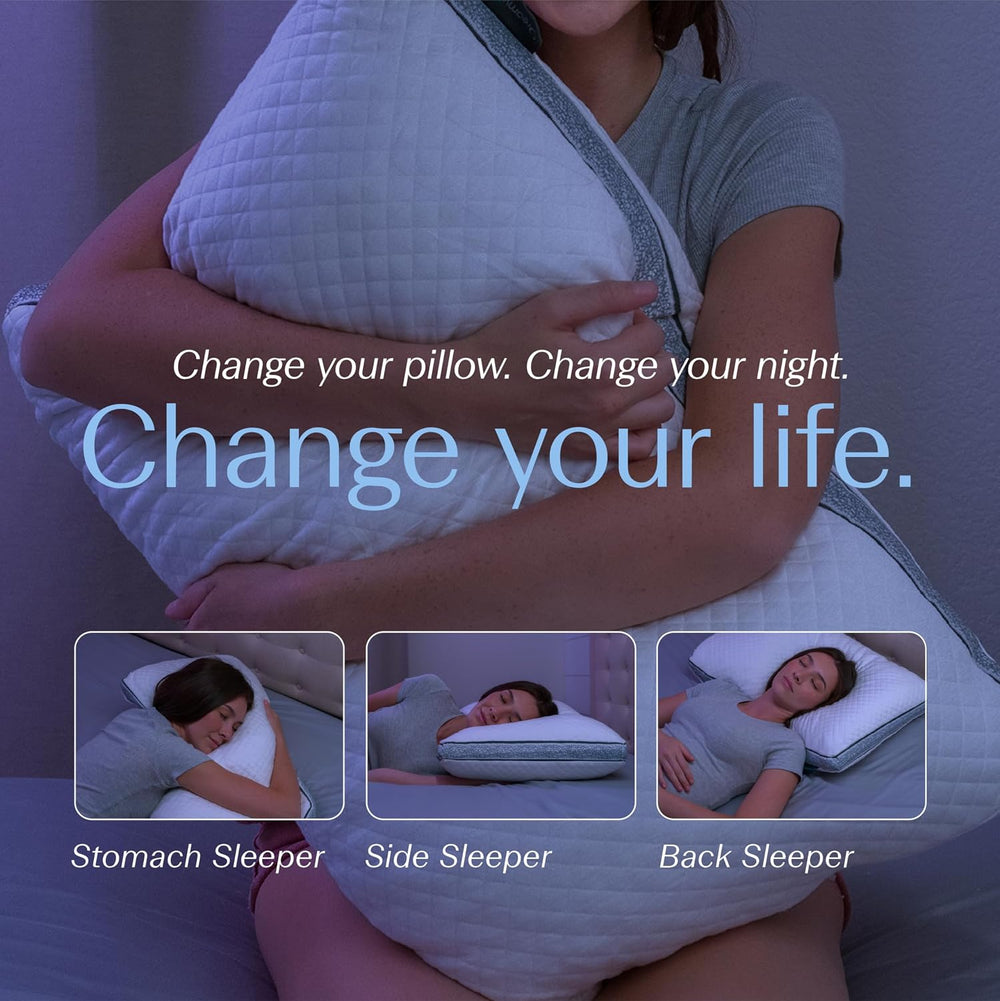 DreamyBlue Gusseted Sapphire Pillow, Shredded Memory Foam, Queen