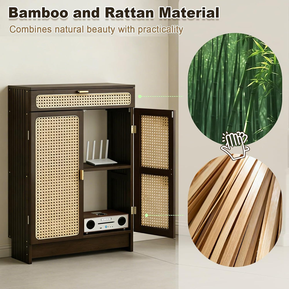 Jueraori WiFi Router Storage Cabinet with Adjustable Shelves, No Back Panel
