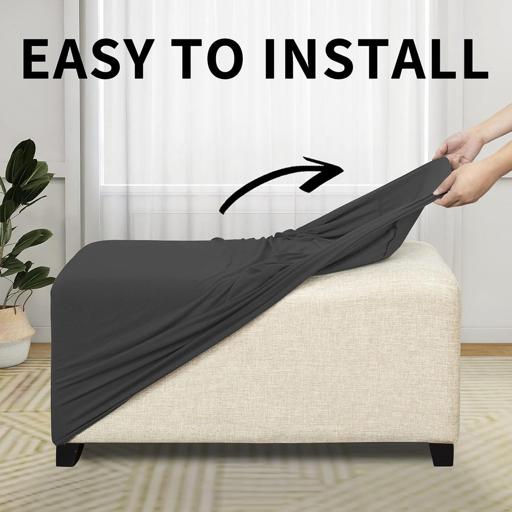 Easy-Going Waterproof Stretch Large Rectangle Ottoman Cover Footstool