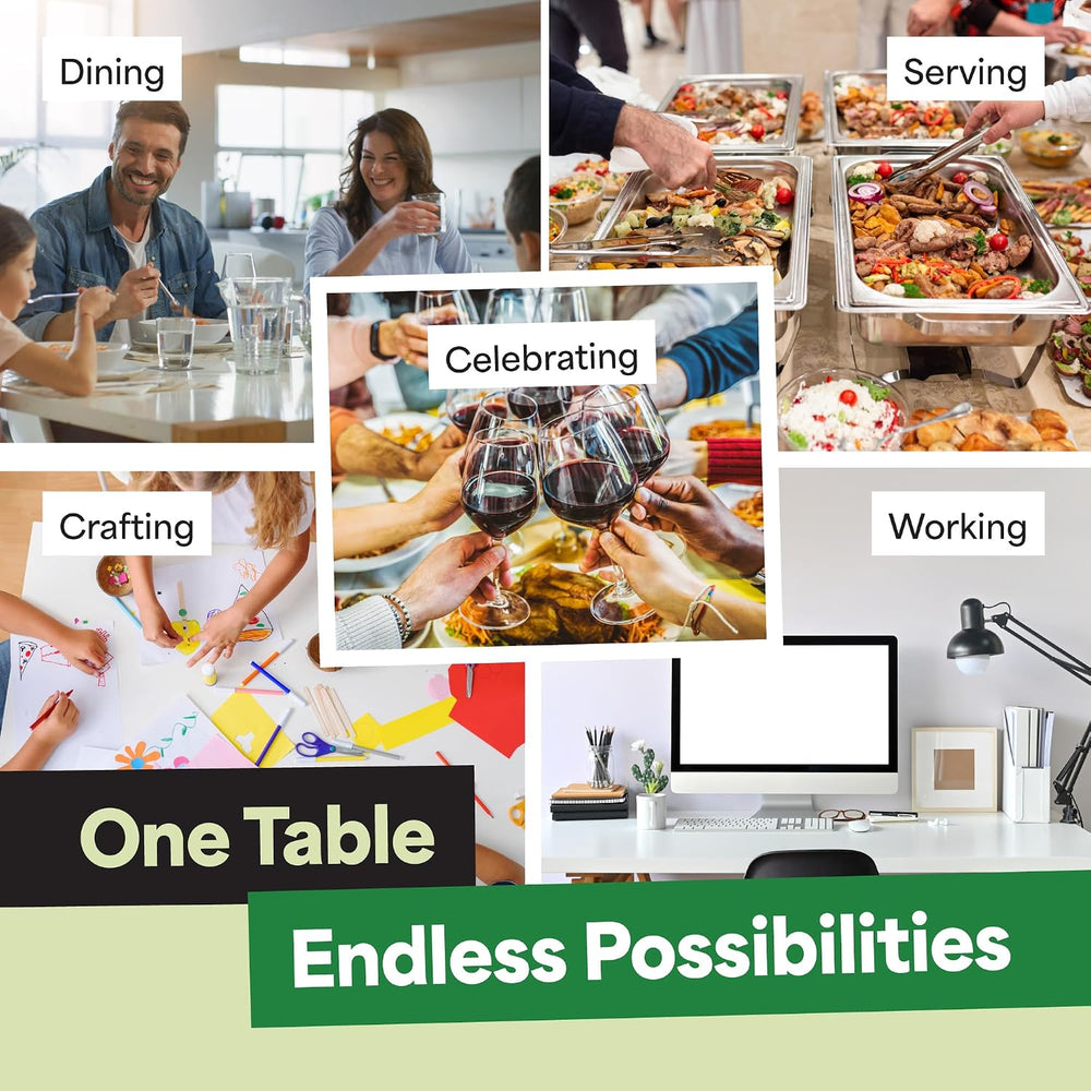 EconoHome Black 6ft Folding Table with Handle | Heavy-Duty Foldable Table | P...