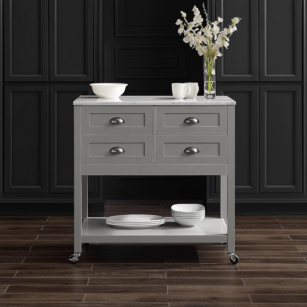 Crosley Furniture Connell Rolling Kitchen Island, Storage Drawers