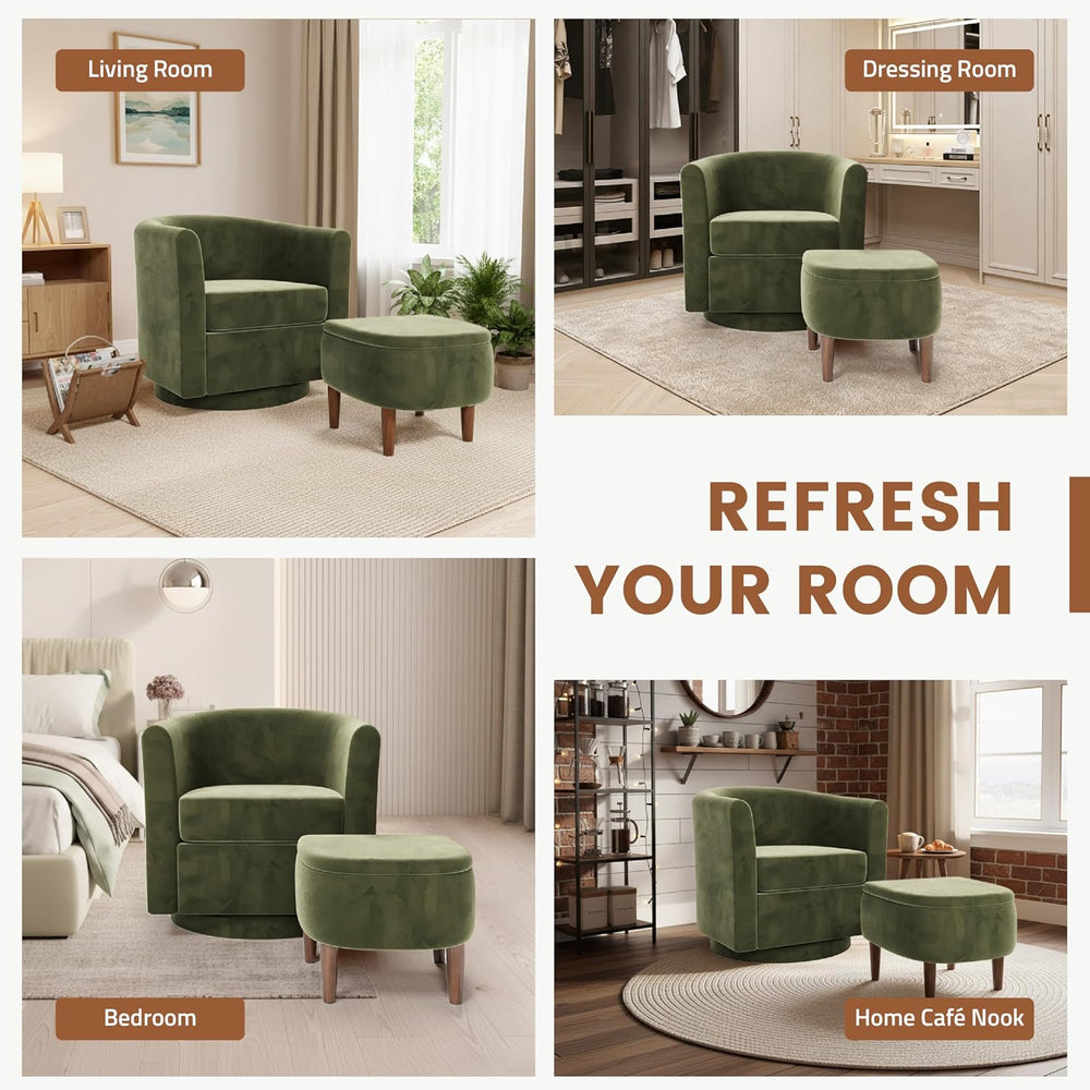 360° Swivel Accent Chair and Storage Ottoman Set