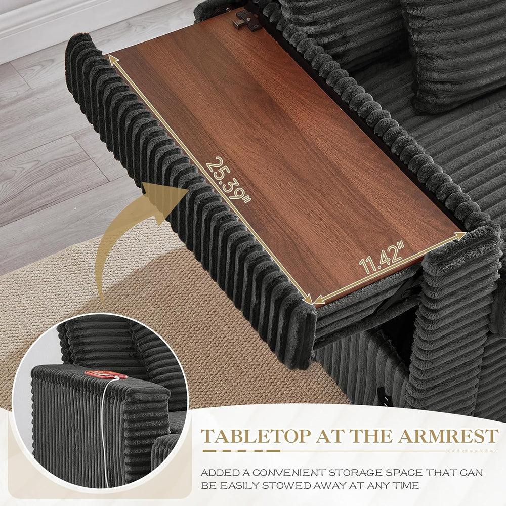 Antetek Single Chair and Ottoman Set, Modern Comfy Corduroy Cloud Fluffy Chai...