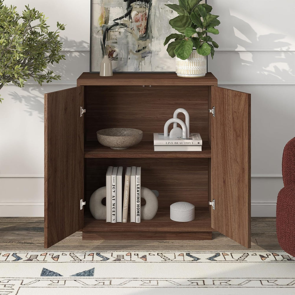 Henn&Hart 28" Fluted Accent Cabinet, Sideboard Buffet, Medium Walnut