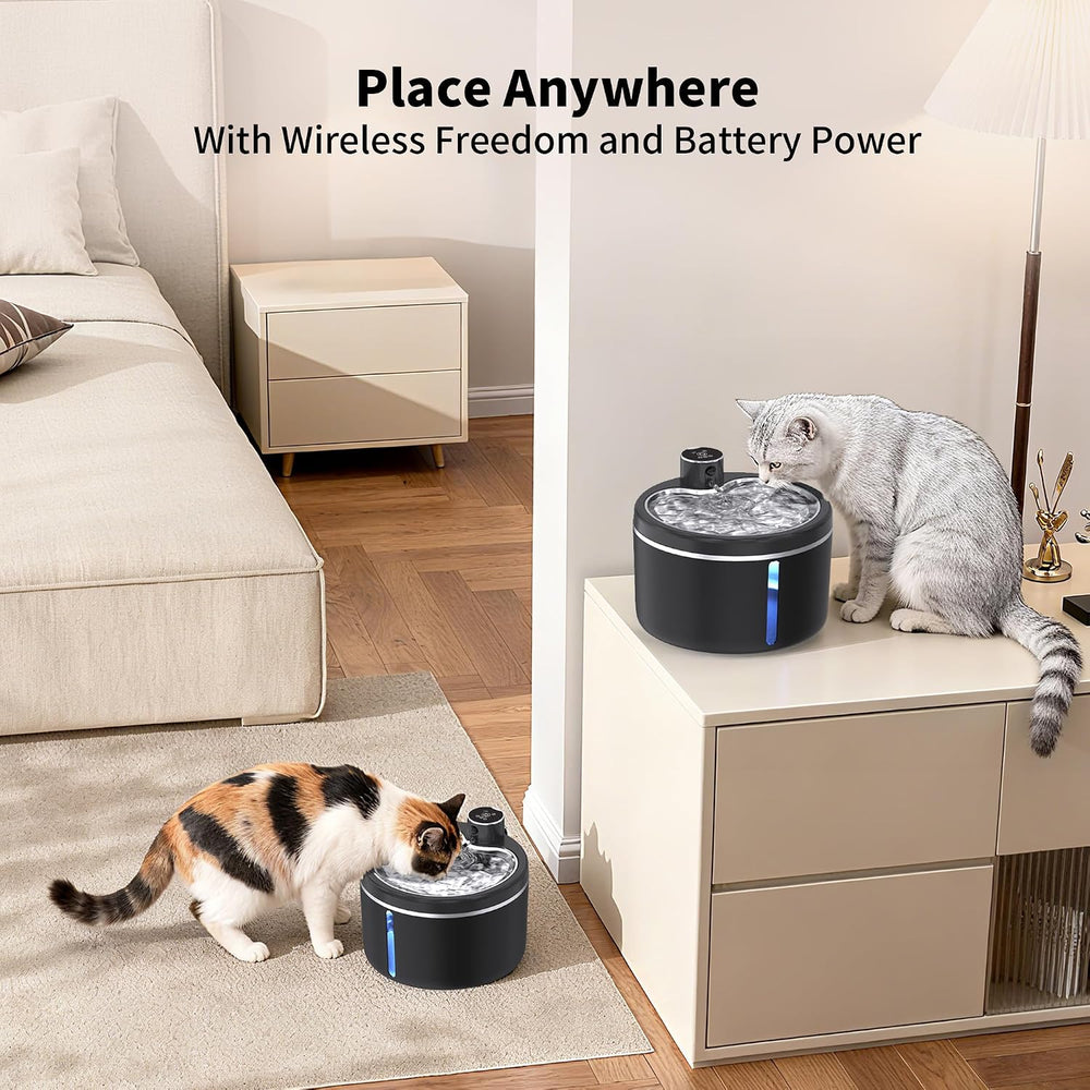 Cat Water Fountain Cordless, 108oz/3L Pet Fountains for Cats Indoor with Stai...